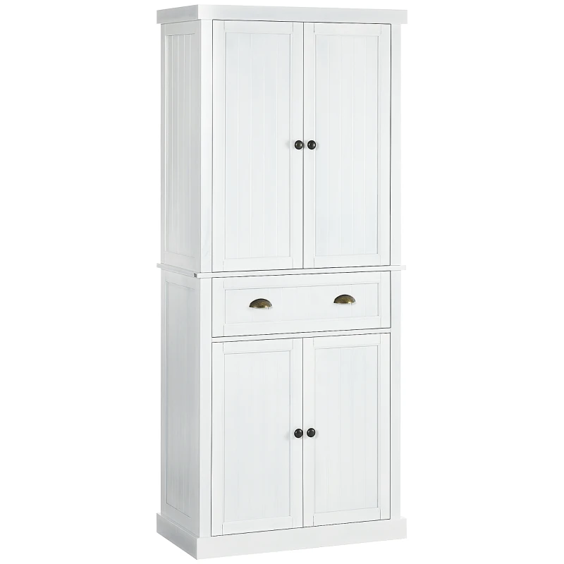 HOMCOM 72" Pinewood Large Kitchen Pantry Storage Cabinet, Freestanding Cabinets with Doors and Shelves, Dining Room