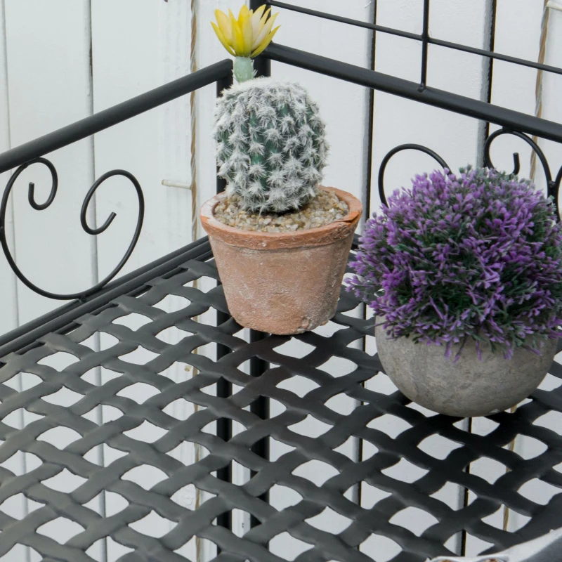 Outsunny Folding Potting Bench Table, Metal Garden Workstation, Work Bench with Large Build-In Bag with Cover, 5 Hanging Hooks & Storage Shelf, Flourishes