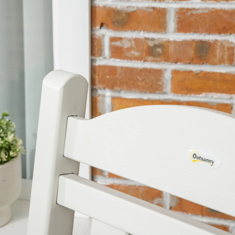 Outsunny Outdoor Rocking Chair, All Weather-Resistant HDPE Rocking Patio Chairs with Rustic High Back, Armrests, Oversized Seat and Slatted Backrest, 350lbs Weight Capacity, White