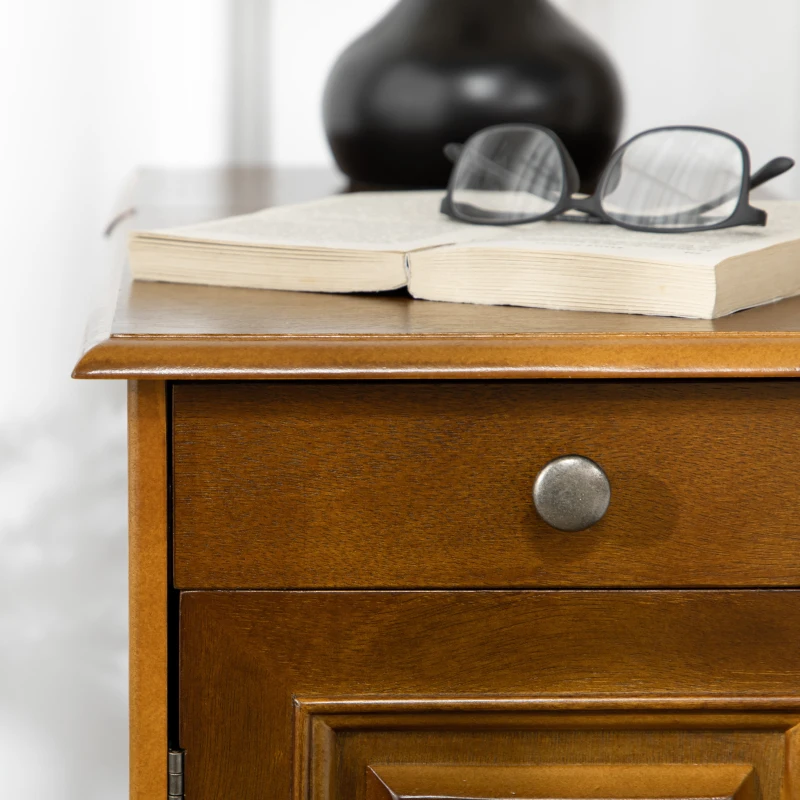 HOMCOM Flip Top End Side Table with Storage Drawer and Cabinet, 11.5" x 24" x 24.25", Espresso