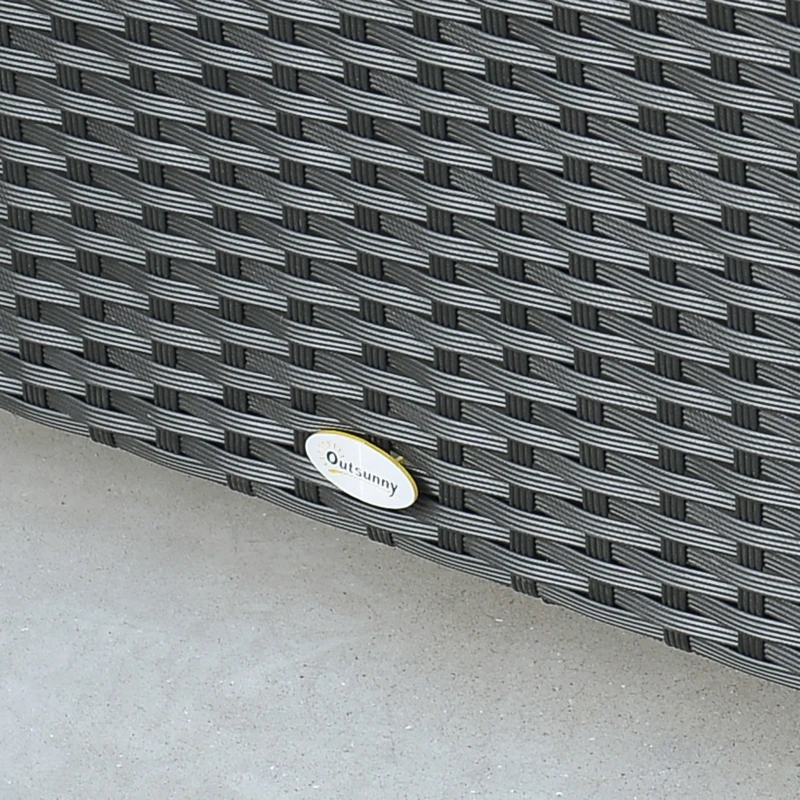 Outsunny Patio Coffee Table, Large Side Table, Hand-Woven PE Rattan, Weather Resistant Wicker, Outdoor Furniture for Garden Black