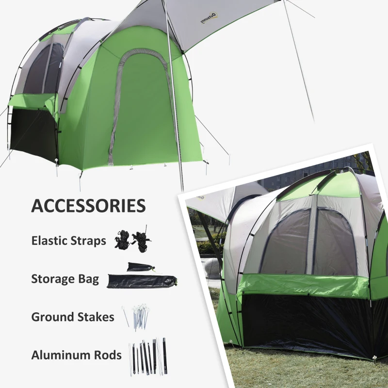 Outsunny Truck Bed Tent for 5'-5.5' Bed with Awning, Portable Pickup Truck Tent for 2-3 Persons, PU 2000mm, Green