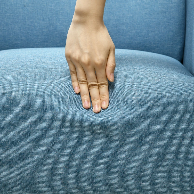 HOMCOM Armchair, Fabric Accent Chair, Modern Living Room Chair with Wood Legs and Rolled Arms for Bedroom, Blue