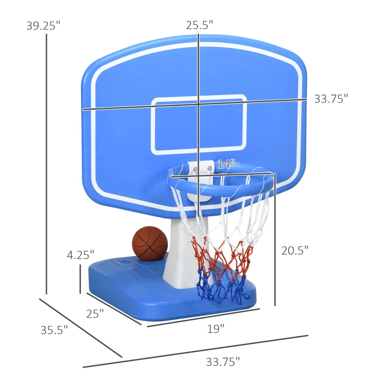 Outsunny Pool Basketball Hoop Poolside with Ball and Pump, Basketball Goal for Inground Pools and Swimming Pool Games, Blue