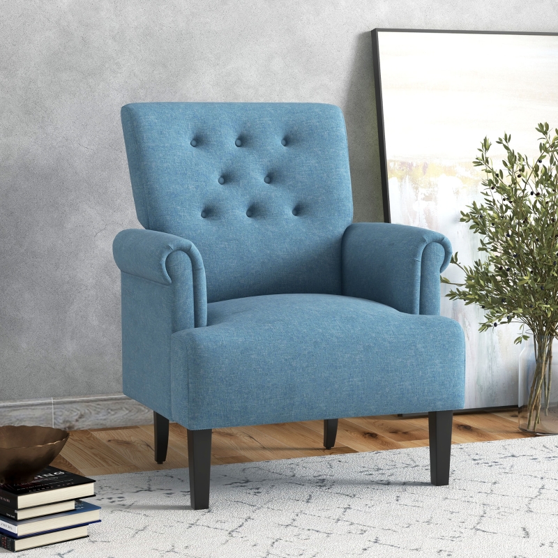 Modern Rolled Arm Armchair HOMCOM Armchair, Fabric Accent Chair