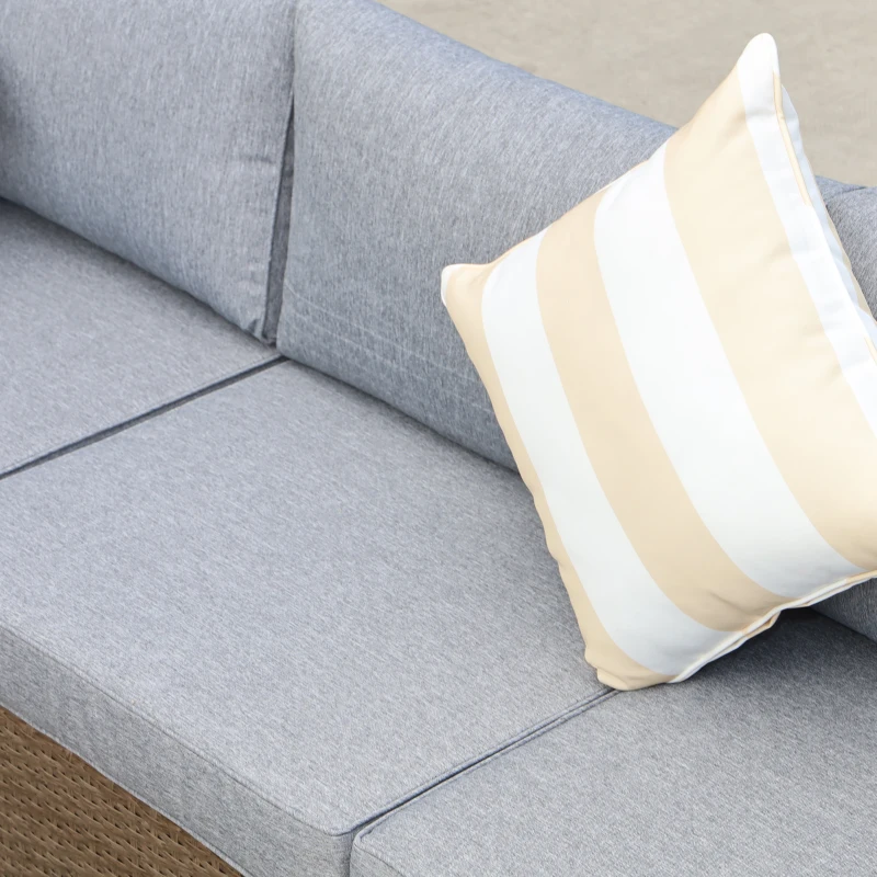 Outsunny 6 Piece Patio Furniture Set Outdoor Wicker Conversation Set All Weather PE Rattan Sectional Sofa Set with Ottoman, Cushions and Tempered Glass Table, Mixed Yellow and Light Gray