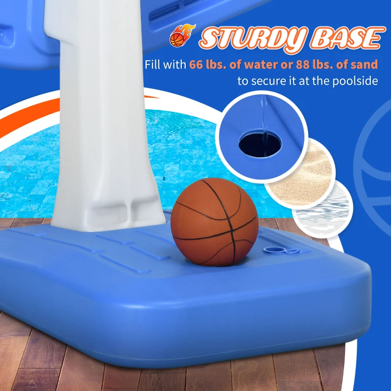 Outsunny Pool Basketball Hoop Poolside with Ball and Pump, Basketball Goal for Inground Pools and Swimming Pool Games, Blue