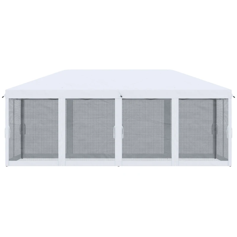 Outsunny 10x20 ft Pop Up Party Tent, Outdoor Canopy with 6 Removable Sidewalls, Weather-Resistant, White