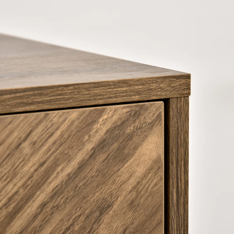 HOMCOM Kitchen Storage Cabinet Buffet Cabinet Sideboard with Chevron Double Doors Adjustable Shelf Set of 2 Walnut