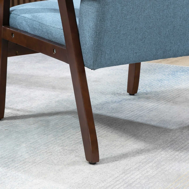 HOMCOM Comfy Accent Chairs with Cushioned Seat, Upholstered Linen-Feel Armchair for Bedroom, Living Room, Blue