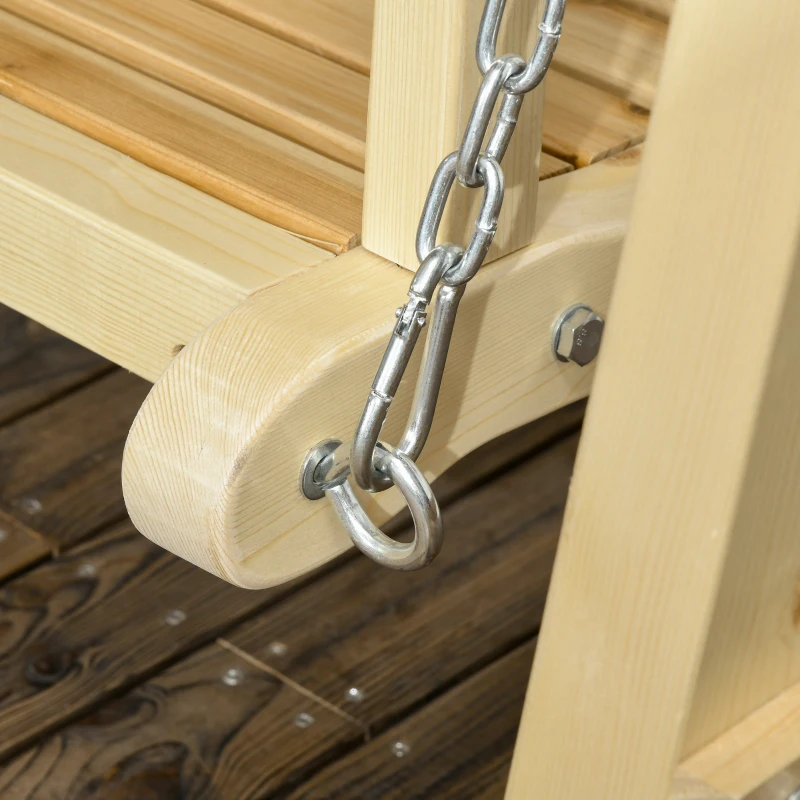 Outsunny Wooden Porch Swing Bench, 2-Seater Outdoor Swing Glider with Adjustable Canopy, Adjustable Hanging Chains, A-Frame, for Garden, Poolside, Backyard, Gray