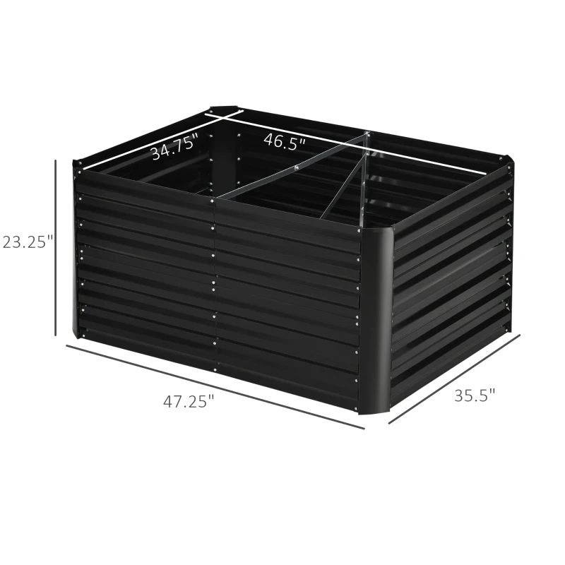 Outsunny 4' x 3' x 2' Raised Garden Bed with Support Rod, Steel Frame Elevated Planter Box, Black