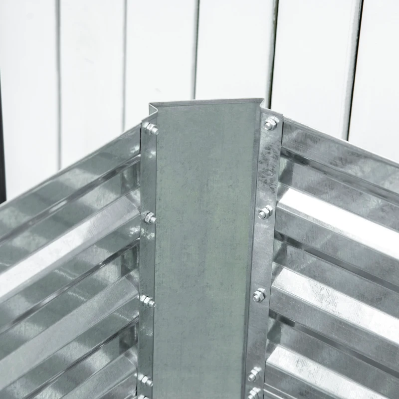 Outsunny 4' x 3' x 2' Raised Garden Bed with Support Rod, Steel Frame Elevated Planter Box, Silver