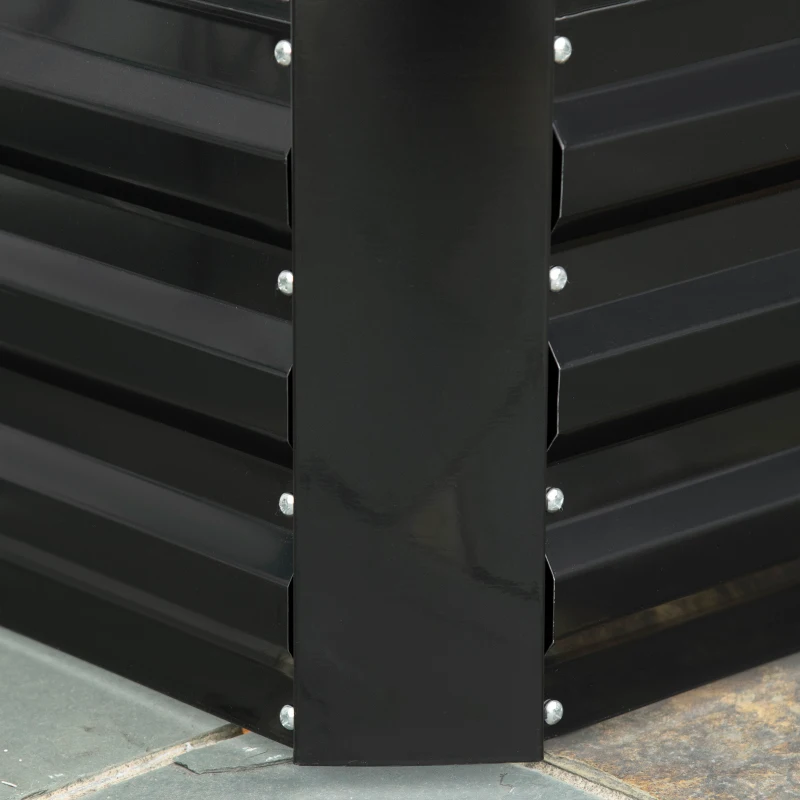 Outsunny 4' x 3' x 2' Raised Garden Bed with Support Rod, Steel Frame Elevated Planter Box, Black