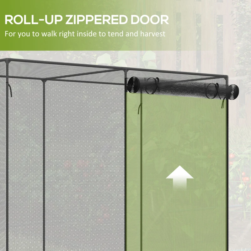 Outsunny 6' x 3' Crop Cage, Plant Protection Tent with Zippered Doors for Vegetable Garden, Backyard, Black(m-6)