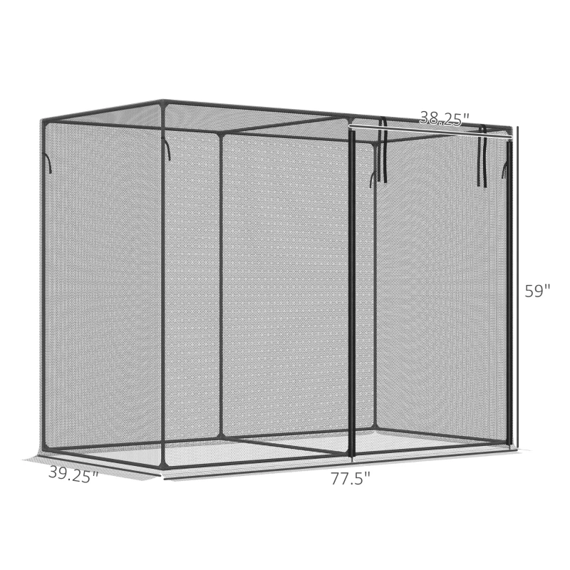 Outsunny 6' x 3' Crop Cage, Plant Protection Tent with Zippered Doors for Vegetable Garden, Backyard, Black(m-3)