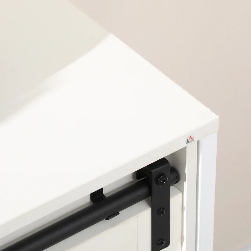 HOMCOM Buffet Cabinet, Farmhouse Sideboard, Bar Cabinet with Adjustable Shelf, Sliding Barn Door for Kitchen, White