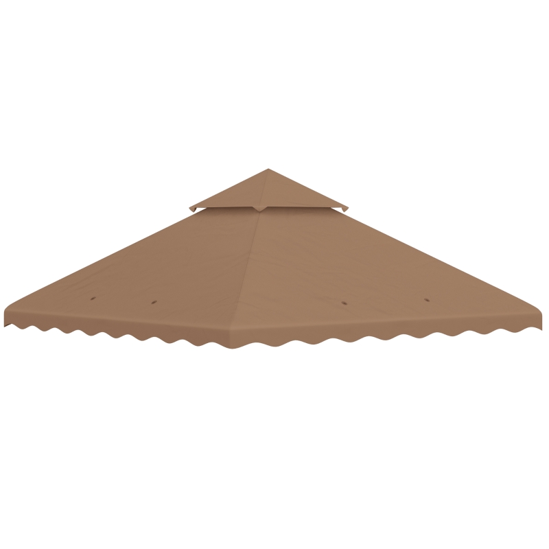 Outsunny 10' x 10' Gazebo Replacement Canopy Cover, 2 Tier Gazebo Roof Replacement TOP ONLY, Brown