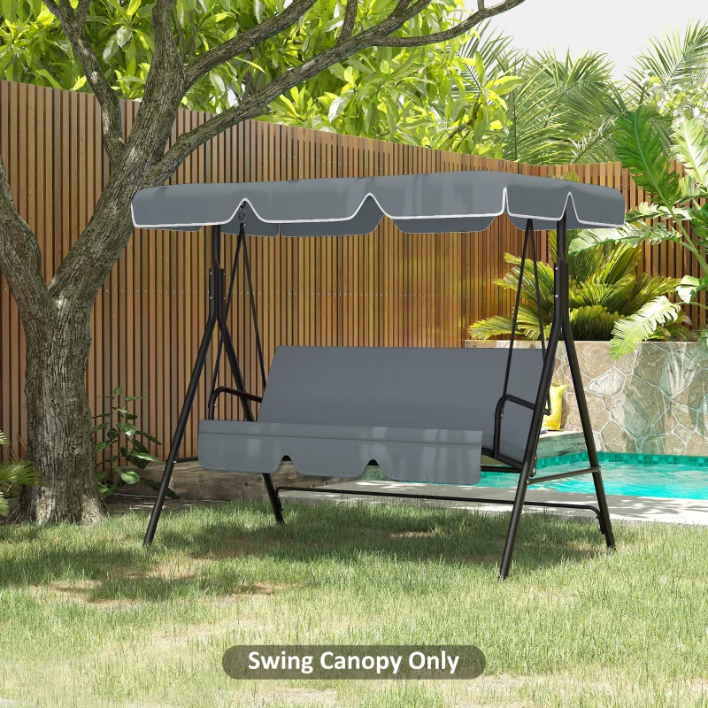 Outsunny 84A-054 Series 2/3 Seater Swing Canopy Replacement, Outdoor Swing Seat Top Cover (Canopy Only), Gray