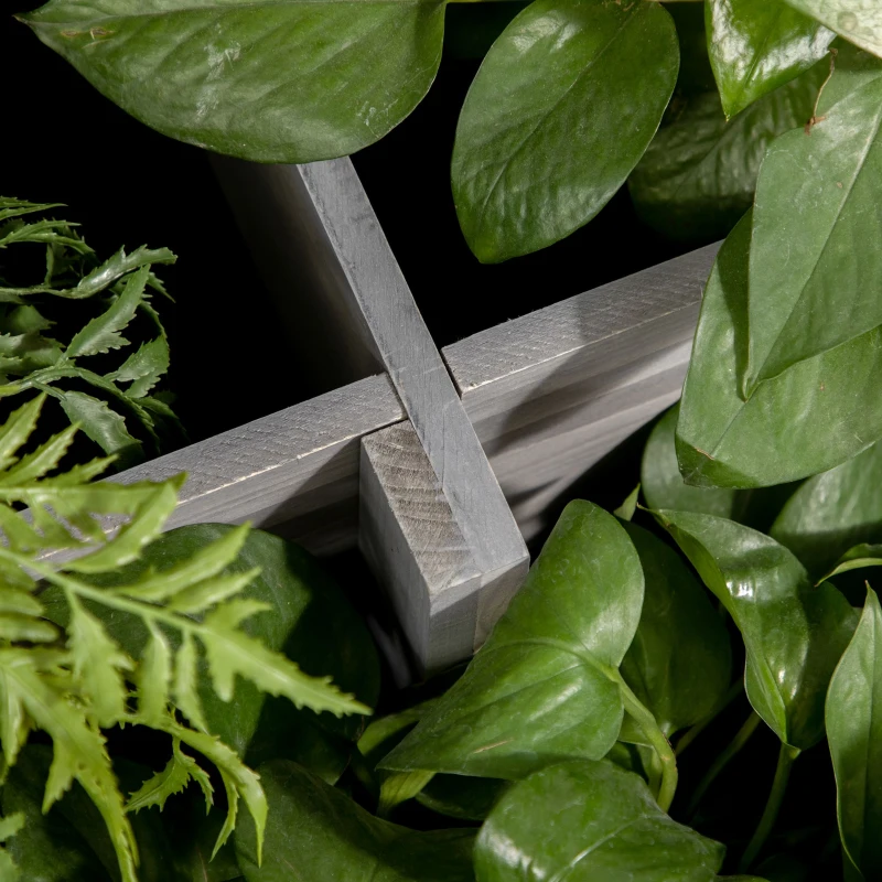 Outsunny 3 Tier Raised Garden Bed, Water Draining Fabric for Soil, Elevated Wood Flower Box for Vegetables, Herbs, Gray