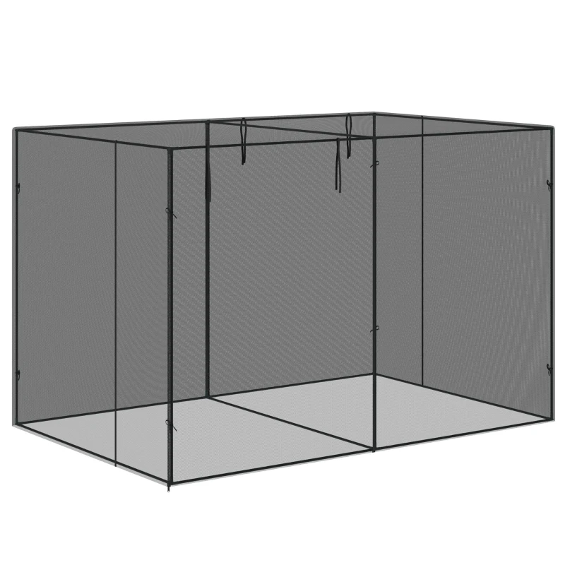 Outsunny 10 x 6.5ft Crop Cage, Garden Plant Protector with Two Zippered Doors, Storage Bag and Ground Stakes, Black
