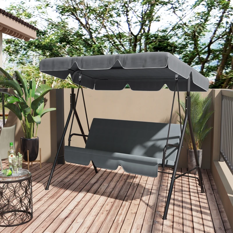 Outsunny 84A-054 Series 2/3 Seater Swing Canopy Replacement, Outdoor Swing Seat Top Cover (Canopy Only), Gray