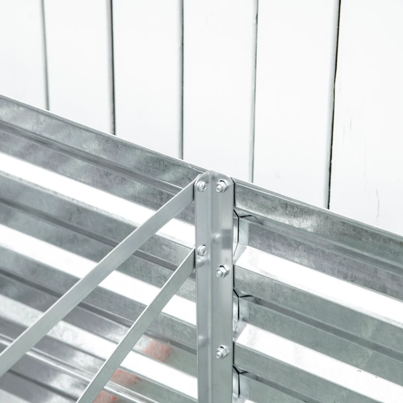 Outsunny 4' x 3' x 2' Raised Garden Bed with Support Rod, Steel Frame Elevated Planter Box, Silver