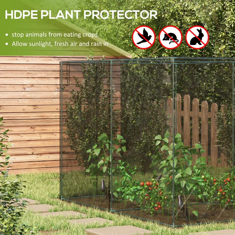 Outsunny 10 x 6.5ft Crop Cage, Garden Plant Protector with Two Zippered Doors, Storage Bag and Ground Stakes, Black