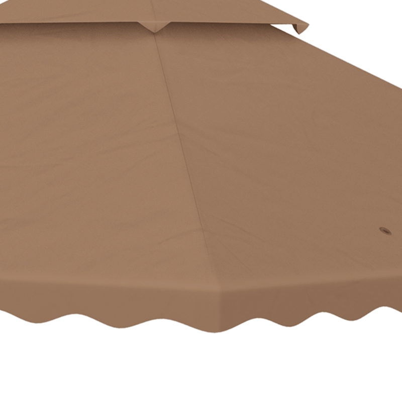Outsunny 10' x 10' Gazebo Replacement Canopy Cover, 2 Tier Gazebo Roof Replacement TOP ONLY, Brown