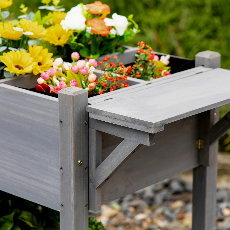 Outsunny Raised Garden Bed Planter Box w/ 8 Grow Grids, Storage Shelf & Lockable Wheels