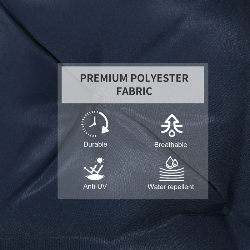 Outsunny Patio Chair Cushions Set of 2, 39" x 20" x 3" Outdoor Tufted Cushion Set with Ties for Indoor Outdoor Garden Furniture, Dark Blue