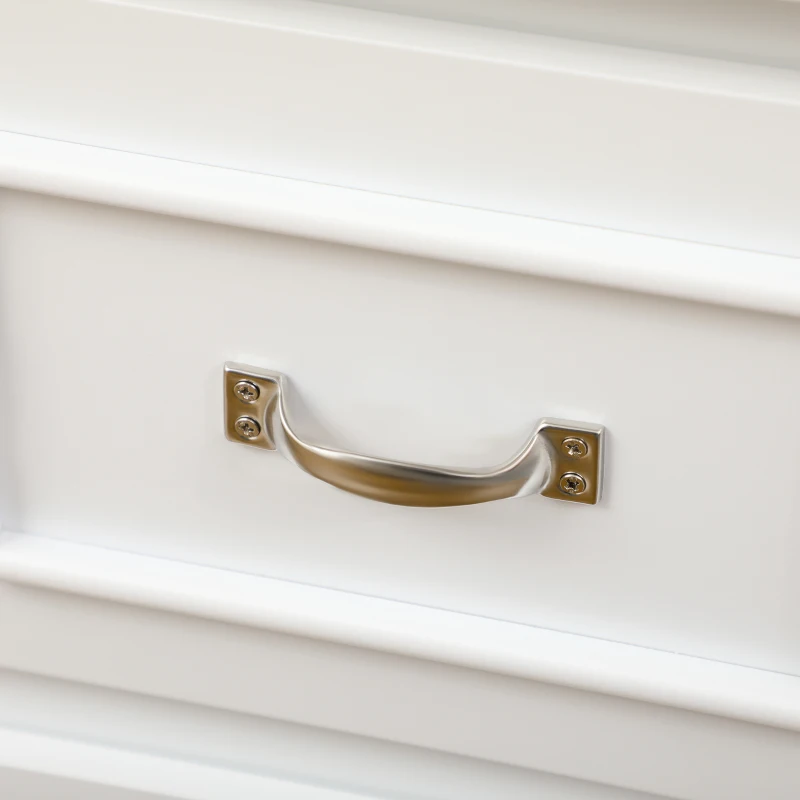 HOMCOM Computer Desk with Drawers & Shelves, Home Office Desk with Storage & Corkboard, Workstation Table with Cable Hole, White