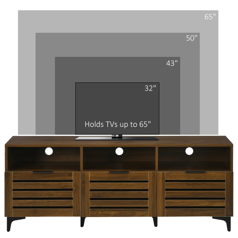 HOMCOM TV Stand for 65 Inch TV, Entertainment Center with Drawer, Doors, and Storage Shelves, TV Cabinet for Living Room, Bedroom, Brown