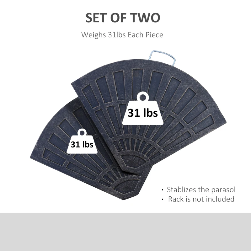 Outsunny 2pc Portable Umbrella Base Weights 61.6lbs Resin Flabelliform Garden Parasol Base Outdoor Patio Umbrella Stand Holder Weights, Bronze