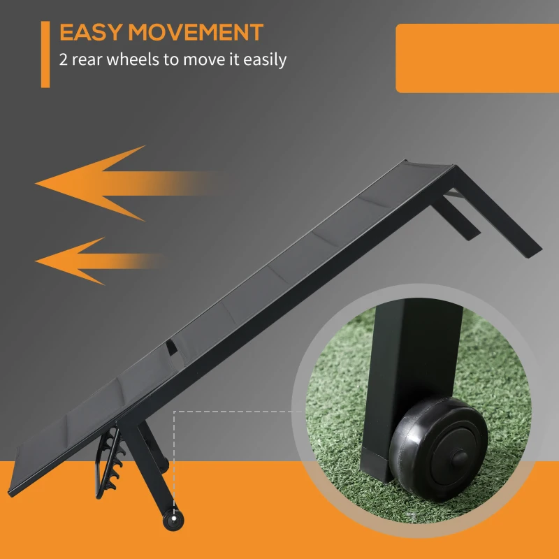 Outsunny Outdoor Chaise Lounge with Wheels, Five Position Recliner for Sunbathing, Suntanning, Steel Frame, Breathable Fabric for Beach, Yard, Patio, Gray