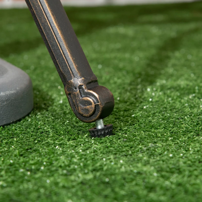 Outsunny Ф31.5" Round Garden Bar Table, Cast Aluminum Frame Patio Bar Height Desk w/ Umbrella Hole for Patio, Garden, Balcony, Bronze