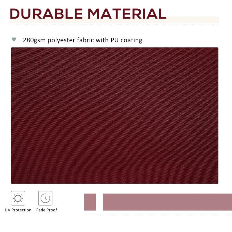 Outsunny 11' x 10' Retractable Awning Fabric Replacement Outdoor Sunshade Canopy Awning Cover, UV Protection, Wine Red