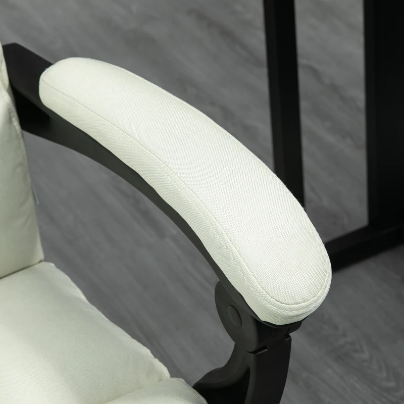 Vinsetto Massage Office Chair with 4 Vibration Points, Reclining Computer Chair with USB Port and Footrest - Cream White