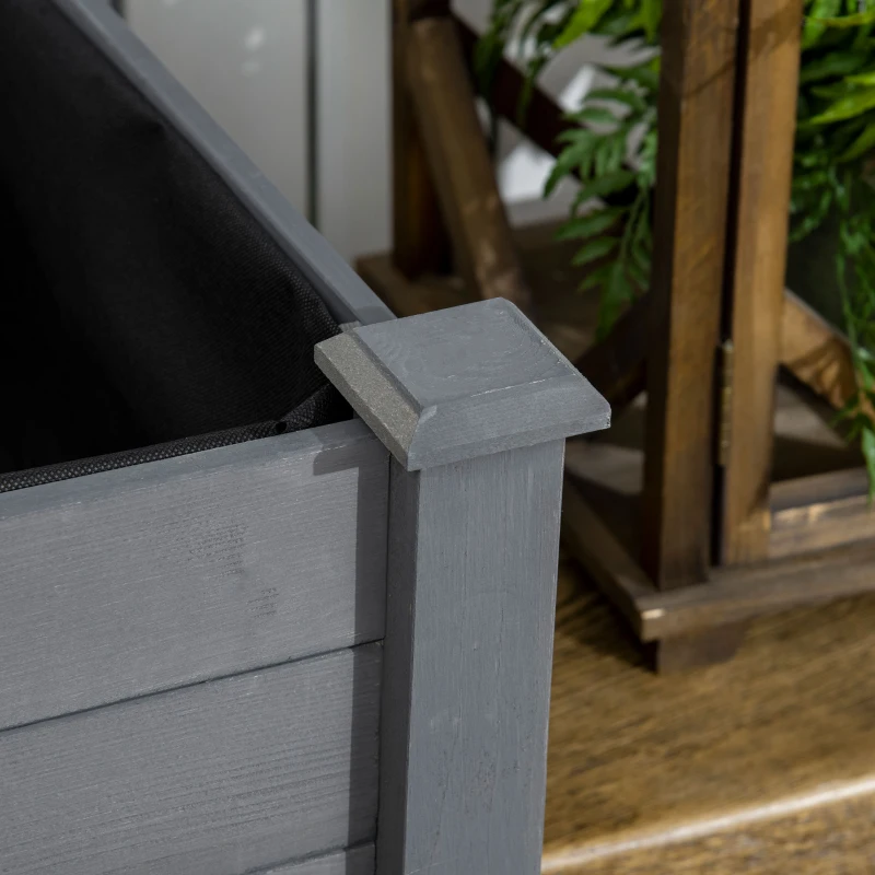 Outsunny 34" Raised Garden Bed, Elevated Wooden Planter Box with Holes for Vegetables, Herb, Flowers for Backyard, Dark Gray