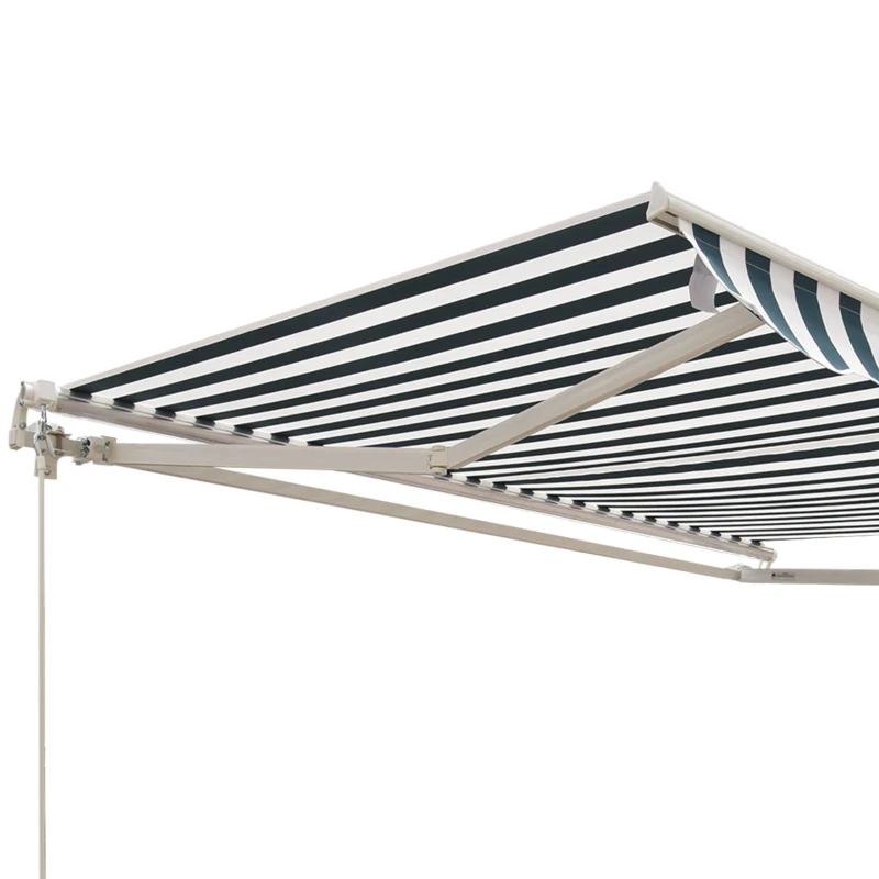 Outsunny 8' x 7' Retractable Awning, Patio Awnings, Sunshade Shelter with 280 g/m² UV & Water-Resistant Fabric and Aluminum Frame for Deck, Balcony, Yard, Green and White