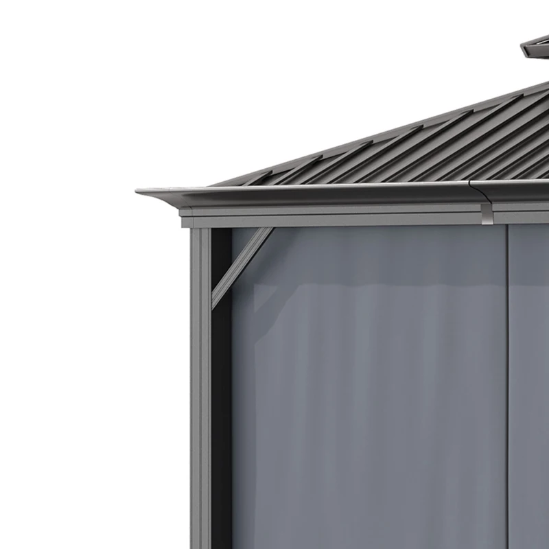 Outsunny 12' x 10' 2 Tier Gazebo, Steel & Aluminum, Gray