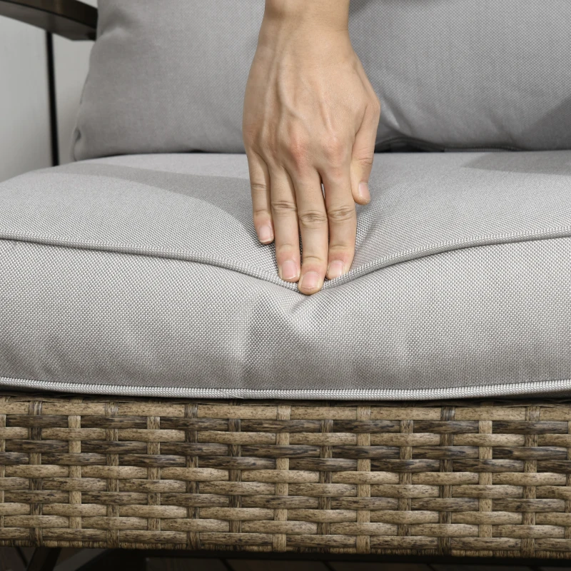 Outsunny Patio Bistro Set, Porch Furniture with Soft Cushions and Rocking Function for Yard, Lawn, Porch, Light Gray