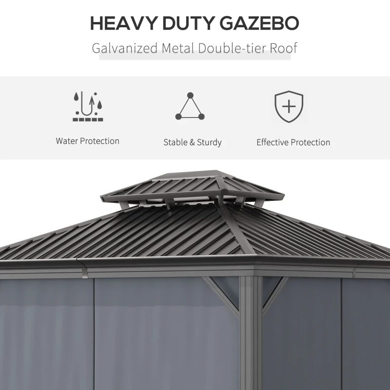 Outsunny 12' x 10' 2 Tier Gazebo, Steel & Aluminum, Gray