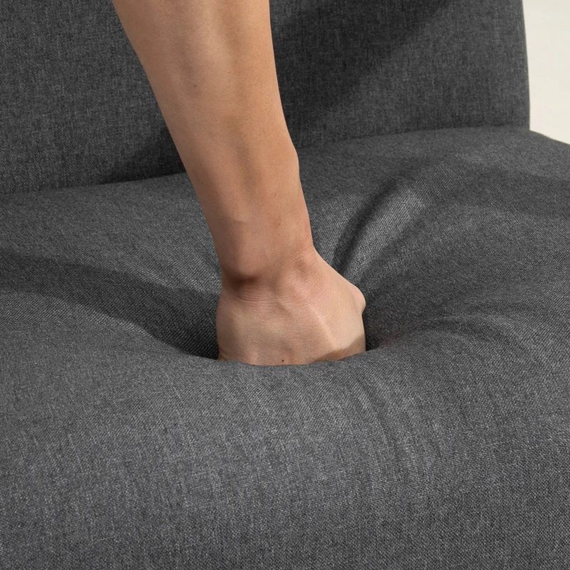 HOMCOM Mid-Century Modern Accent Chair Retro Fabric Armchair Wooden Arm Upholstered Lounge Chair for Living Room Grey