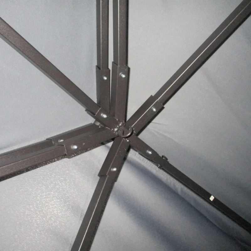 Outsunny 13' x 10' Patio Gazebo, Double Roof Outdoor Gazebo Canopy Shelter with Netting & Curtains, Strong Aluminum Frame, Dark Grey