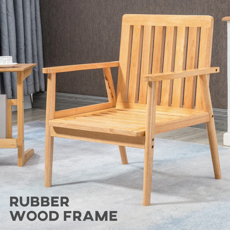 HOMCOM Armchair with Removable Seat and Back Cushion for Bedroom Living Room Chair with Faux Leather and Wood Legs Grey