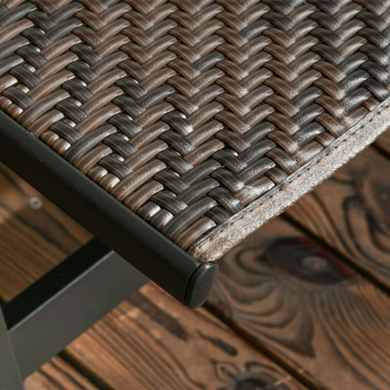 Outsunny 2 Pieces Patio Lounger Chair Set, Outdoor Aluminum Frame PE Rattan Wicker Sun Lounger Set w/ 5-Position Backrest and Wheels for Sun Room, Garden, Poolside, Dark Brown