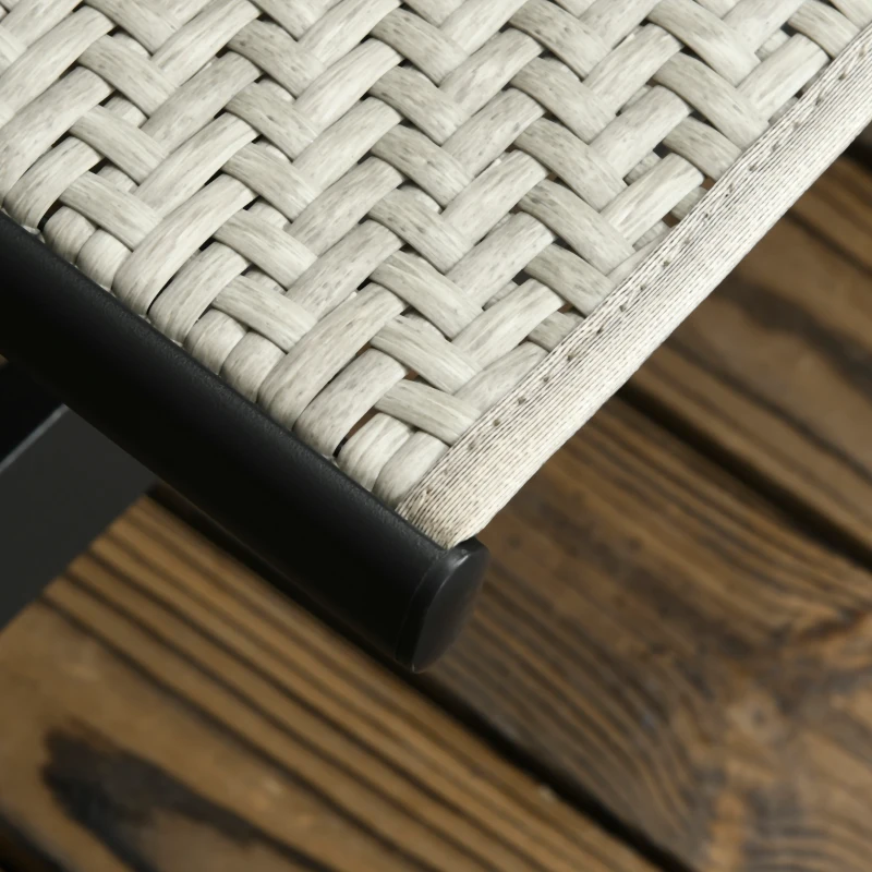 Outsunny 2 Pieces Patio Lounger Chair Set, Outdoor Aluminum Frame PE Rattan Wicker Sun Lounger Set w/ 5-Position Backrest and Wheels for Sun Room, Garden, Poolside, Light Grey