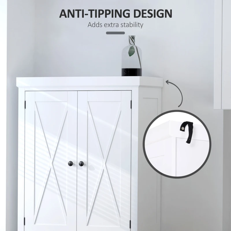 HOMCOM 6ft Wood Farmhouse Colonial Kitchen Pantry Cabinet, with 4 Adjustable Shelves, 2 Wood Pantries, & 1 Drawer, White