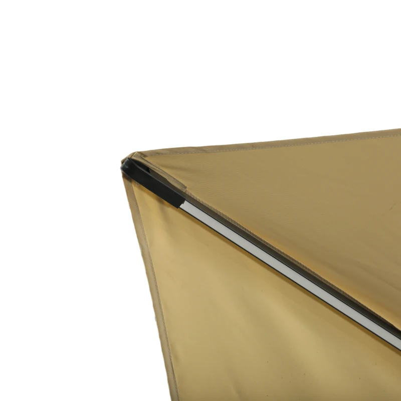 Outsunny 10x10ft Shade Umbrella with Solar LED Cold Lighted & Power Bank with Adjustable Angle for Backyard, Beige